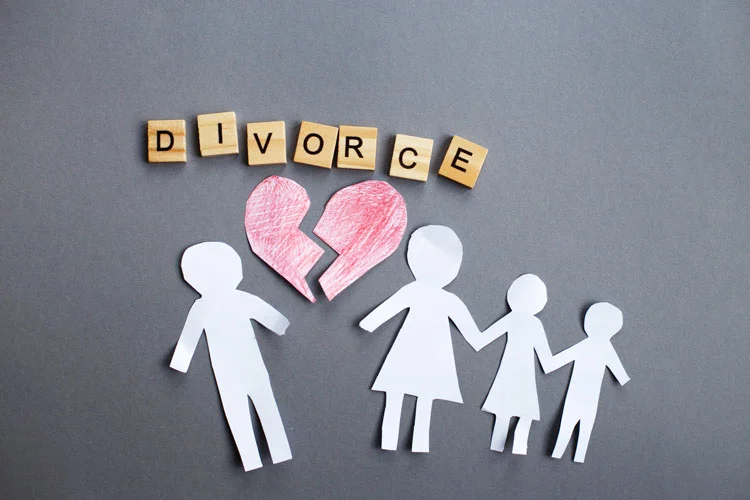a paper art showing divorce impact on family